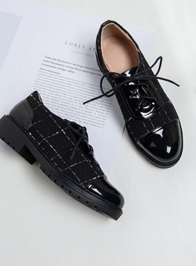 大码小香风女鞋英伦小皮鞋系带乐福鞋单鞋女45.46.47.48.50.51.52