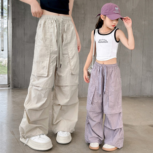女童工装裤夏款2026新款夏装儿童裤酷飒裤子大童女装防蚊阔腿裤薄