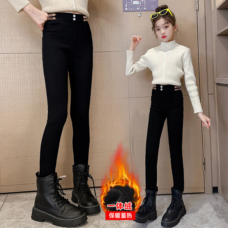女童加绒弹力裤子秋冬季2025新款儿童一体绒铅笔裤厚小脚裤打底裤,童装/婴儿装/亲子装,裤子,淘宝优惠券,粉丝福利购,淘宝优惠卷