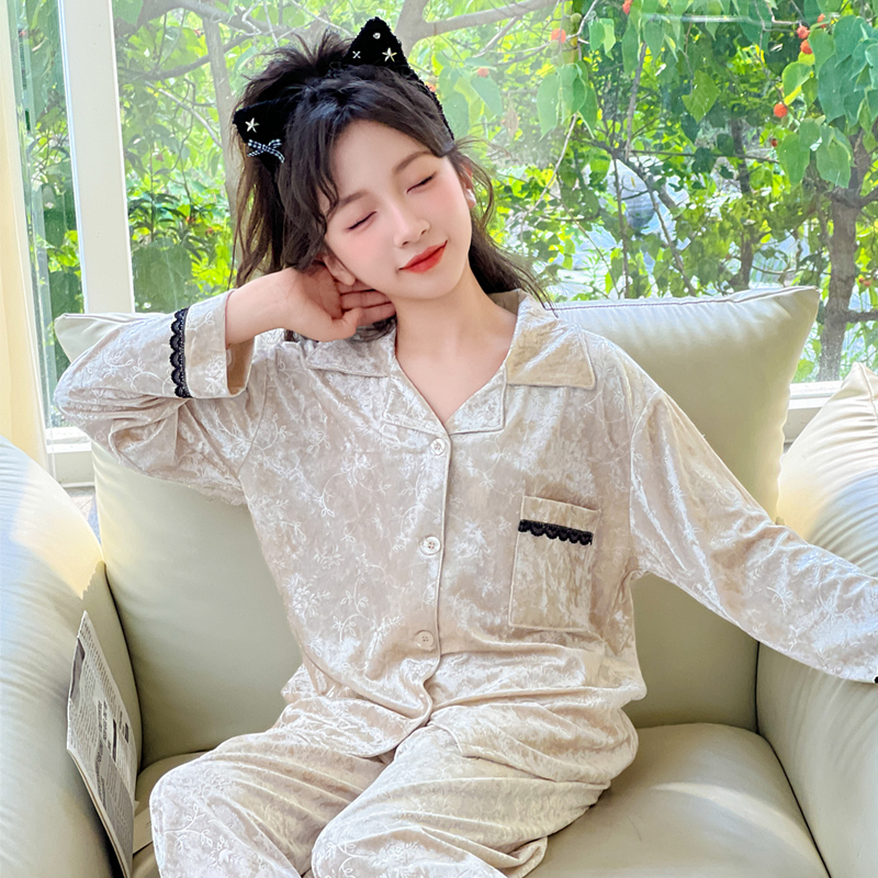儿童睡衣女童春秋季丝绒2025新款长袖女孩大童休闲秋装家居服套装
