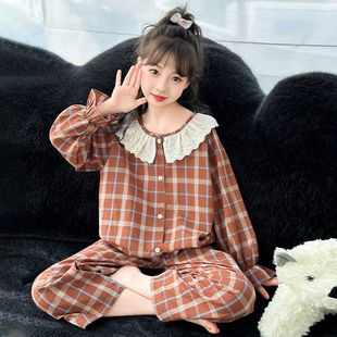 儿童睡衣女童春秋款2025新款纯棉长袖薄款套装洋气女孩大童家居服