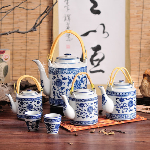 陶瓷提拉仿古大号釉下彩茶壶