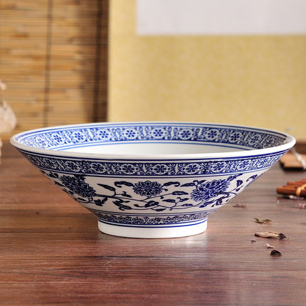 陶瓷碗 仿古青花瓷斗笠碗 喇叭碗 面碗 米饭 拉面 大 汤 牛肉面碗