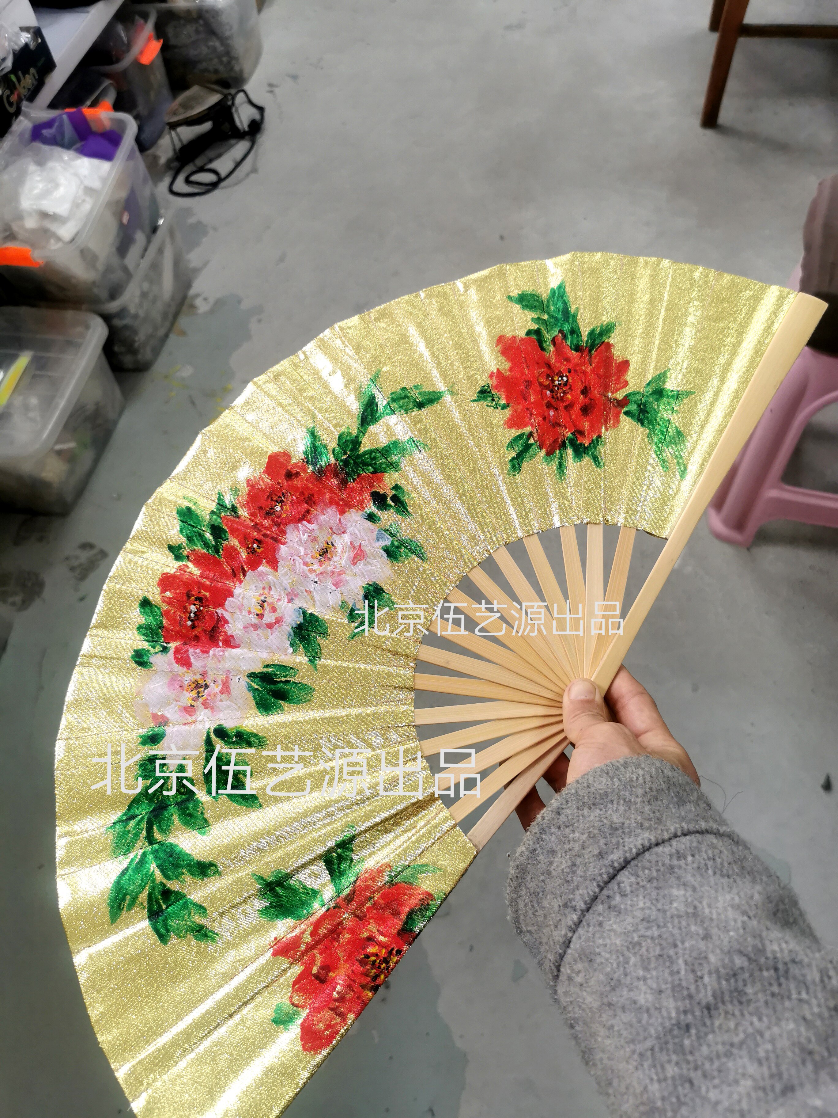 梨园一生原版扇子数码印手工绸缎图片