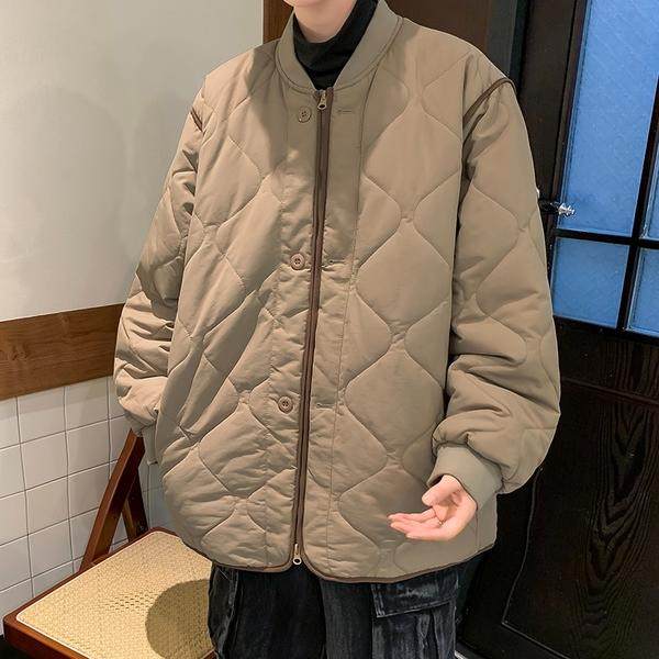 美式复古菱形格棉衣男冬季夹棉加厚情侣外套潮牌m163p65，男装棉衣，星座204-3