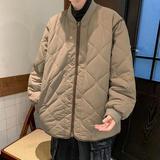 美式复古菱形格棉衣男冬季夹棉加厚情侣外套潮牌m163p65，男装棉衣，星座204-3