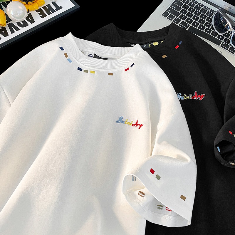 高品质重磅复古刺绣短袖T恤男女夏季百搭情侣上衣潮t157p40，商品下架区商品下架区，星座204-3