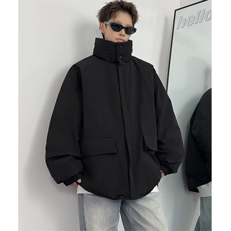 冬季百搭宽松纯色男韩版休闲简约立领外套情侣上衣m57p75,女装短外套,星座204-3