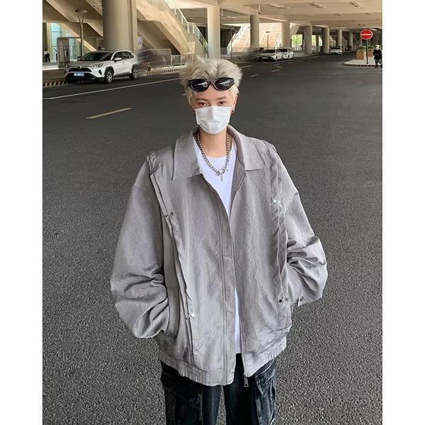 美式复古褶皱牛仔外套男春季潮牌宽松休闲夹克上衣jk168p67,男装工装外套,星座204-3