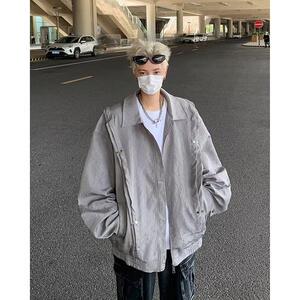 美式复古褶皱牛仔外套男春季潮牌宽松休闲夹克上衣jk168 p67图片