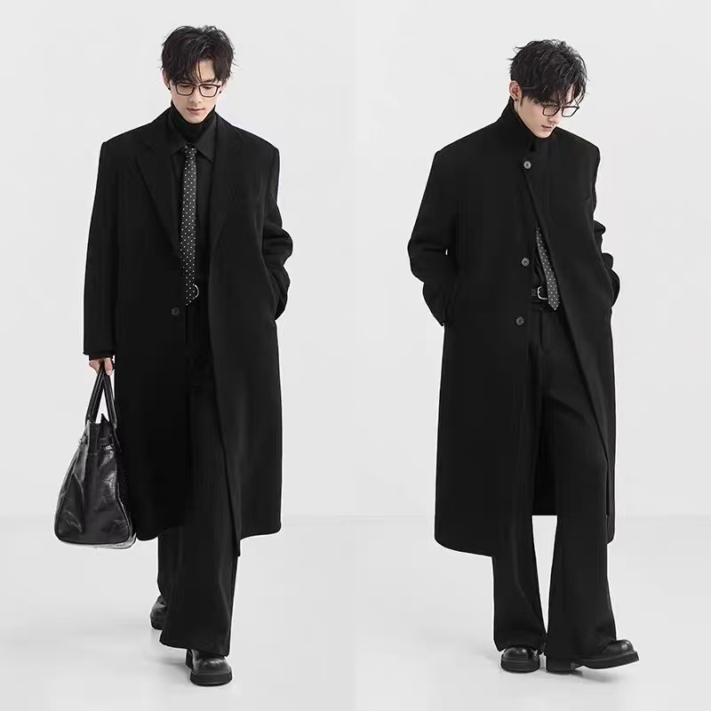 网图秋冬季男中长款西服领风衣韩版休闲大衣外套ny8276p85,男装西服,星座204-3