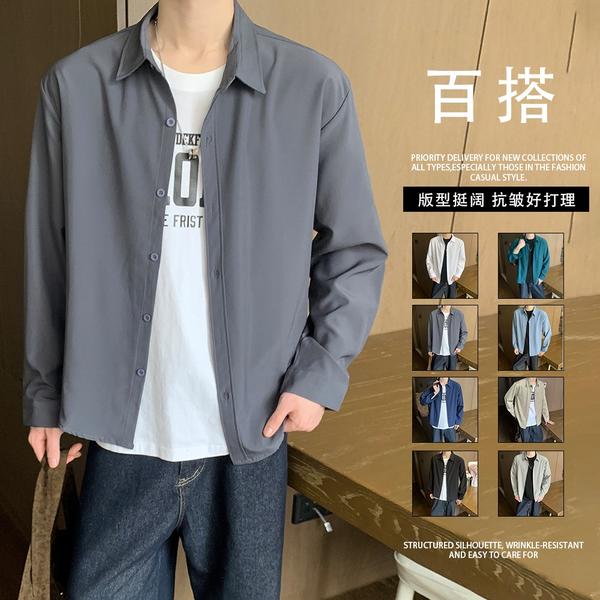 8色春季长袖衬衫男韩版潮流宽松休闲衬衣外套c05p35,男装衬衫,星座204-3