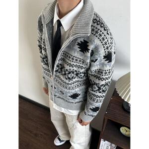 网图 冬季高领毛衣男加厚保暖针织衫外套宽松休闲毛线衣my474 p60图片
