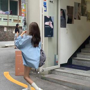 网图复古格子防晒衬衫外套女春季慵懒风宽松长袖上衣cs10 p35图片