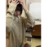 网图现货秋季男女毛衣打底衫假两件针织衫百搭翻领上衣my581p52，男装T恤，星座204-3