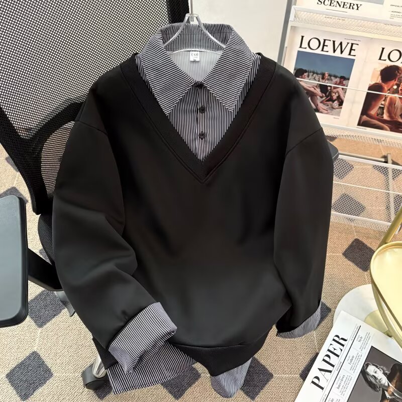 气质时约流行假两件卫衣文艺慵懒日系百搭原宿卫衣w1320p45,男装卫衣,星座204-3
