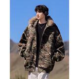 网图冬季座山雕毛领连帽迷彩棉服男加厚保暖棉衣外套m6039p85，男装棉衣，星座204-3