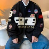 棒球服情侣秋季复古机车服外套男美式小众刺绣夹克jk7224p65，男装夹克，星座204-3