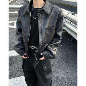 美式复古pu皮衣外套男冬季痞帅皮衣潮py8563 p82，男装皮衣，星座204-3