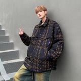 高品美式复古格子长袖衬衫男春季潮牌宽松休闲衬衣外套ny9304p75，男装衬衫，星座204-3