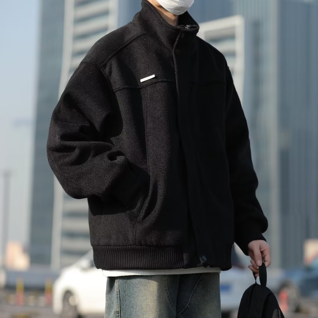 冬季三彩尼假两件外套男宽松休闲百搭设计感毛呢外套ny9296p95,女装短外套,星座204-3