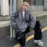 美式金属扣开衫毛衣男秋冬潮牌宽松慵懒风针织衫外套my322p60，男装针织衫/毛衣，星座204-3