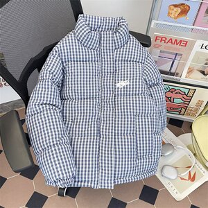 冬季格子棉衣外套男女立领运动刺绣潮牌休闲棉服m23 p75图片