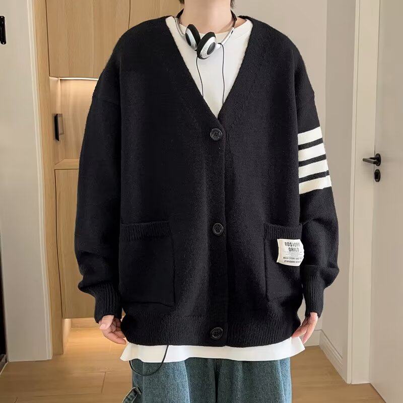 开衫v领毛衣秋冬季男针织衫慵懒风上衣宽松学院外套my021p47,男装针织衫/毛衣,星座204-3