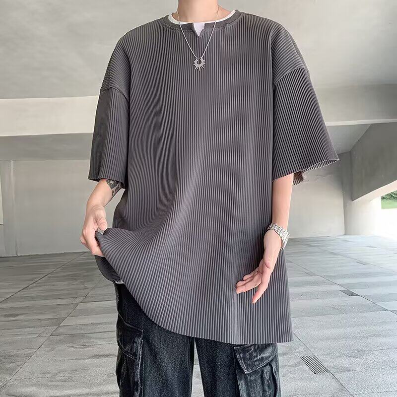 休闲短袖t恤男夏季冰丝垂感五分袖男宽松韩版潮牌体恤t29p30,男装T恤,星座204-3
