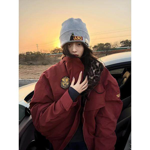 网图美式复古潮牌刺绣棉服外套女冬季宽松加厚保暖棉衣m5050p95，男装棉衣，星座204-3