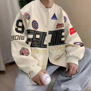棒球服情侣秋季复古机车服外套男美式小众刺绣夹克jk7224p65,日系学院风穿搭制服图片
