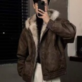 网图美式男女外套秋冬季毛领连帽棉服加厚座山雕皮棉衣m94p115，男装棉衣，星座204-3