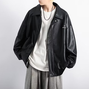 pu皮衣外套男春季休闲宽松百搭机车服ins皮夹克py915 p70图片
