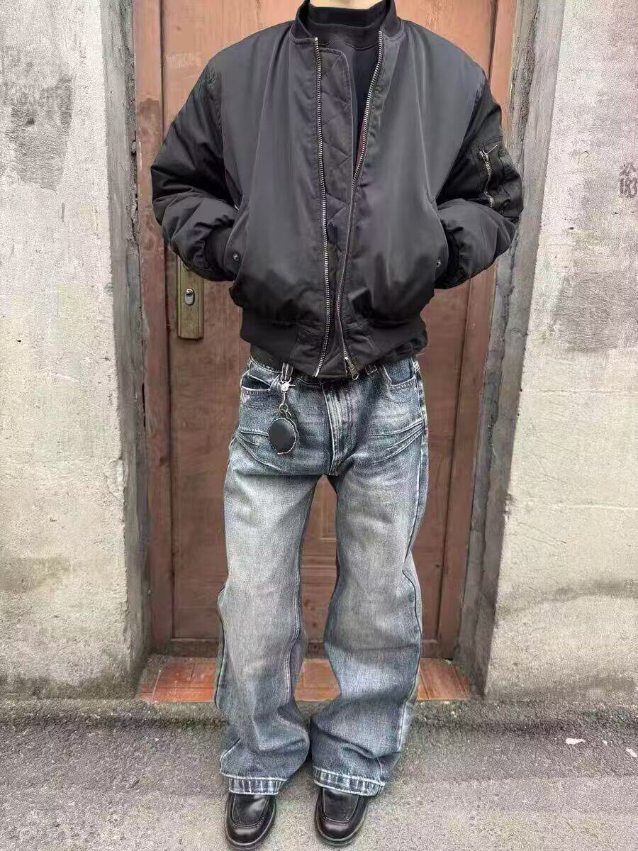 网图美式复古飞行夹克棉服男冬季潮牌休闲假两件棉衣m8241p95,男装夹克,星座204-3