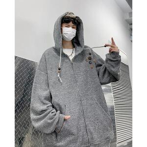 美式复古纽扣针织连帽外套男秋冬款潮牌宽松慵懒开衫my283 p55图片