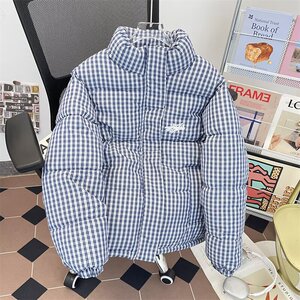 冬季格子棉衣外套男女立领运动刺绣潮牌休闲棉服m23 p75图片