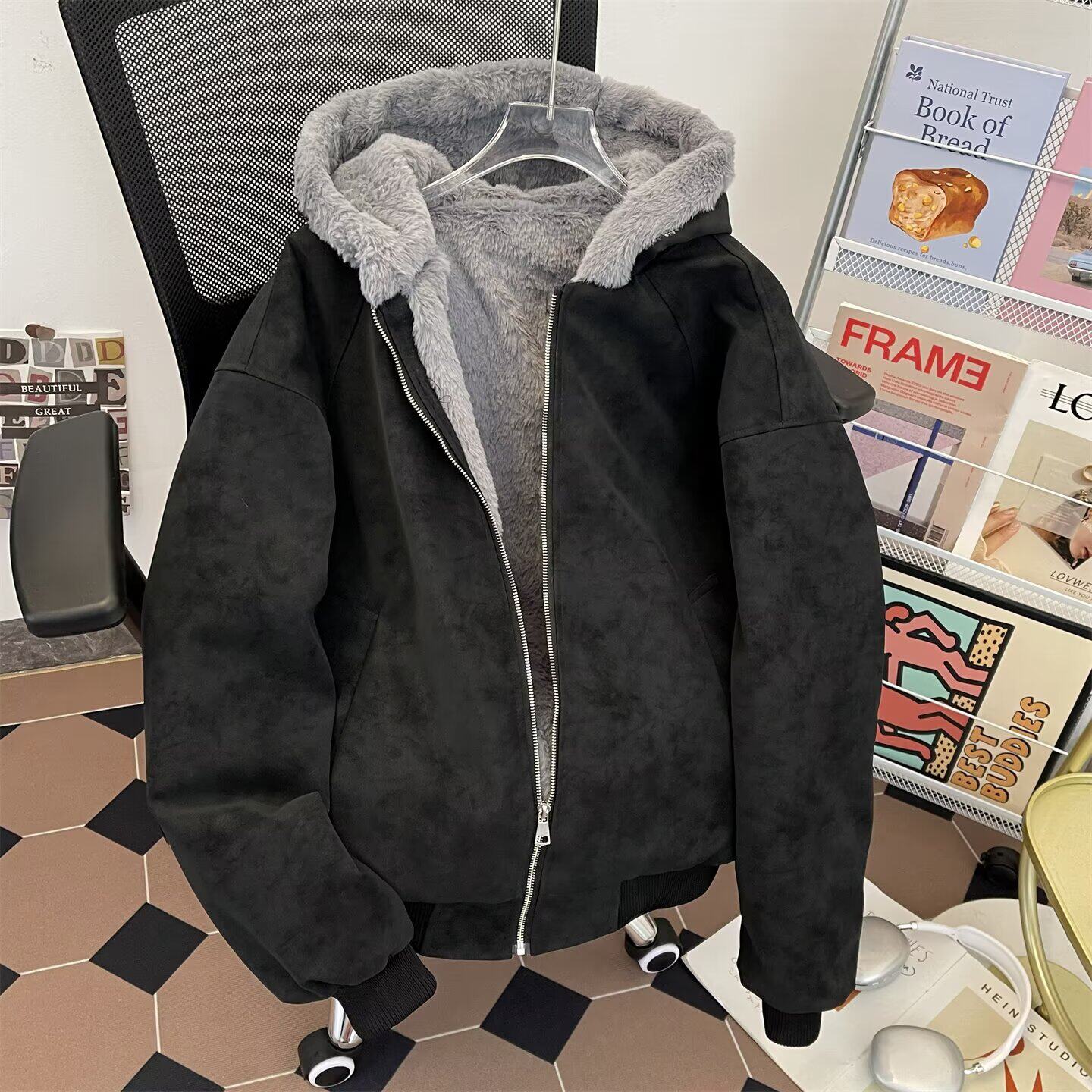 高品霜冻裂纹皮座山雕外套男女冬季美式PU皮夹克棉服m318p110,男装夹克,星座204-3