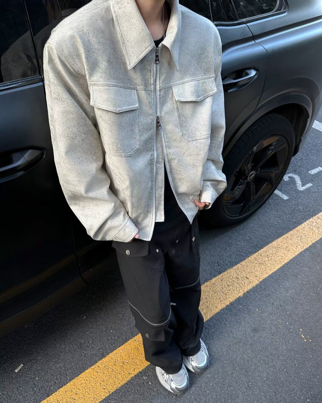 美式复古翻领工装做脏PU皮夹克男春季潮牌宽松休闲外套py9330p78,男装夹克,星座204-3