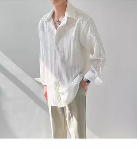 春季韩版宽松休闲长袖衬衫男士潮流帅气条纹免烫衬衣cs12 p35图片