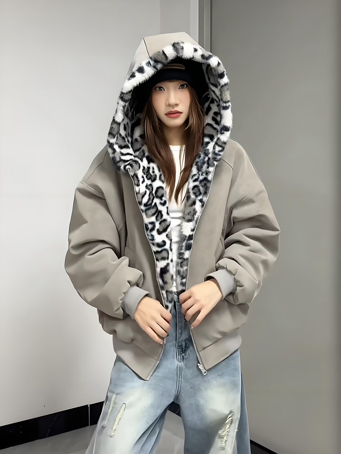 网图 冬季加厚连帽棉衣外套男宽松保暖棉服m5037 p110图片