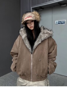 网图高品美式复古毛领棉服男冬季潮牌宽松休闲棉衣外套m6061 p135图片