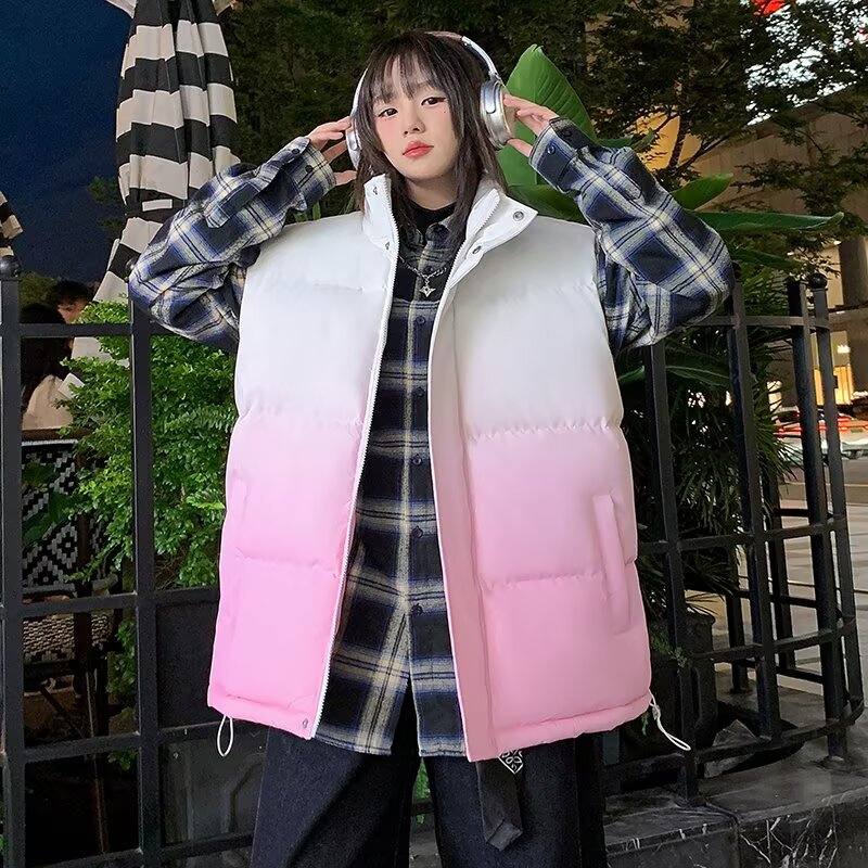 立领棉衣马甲男女冬季渐变色保暖坎肩夹克无袖棉服外套mj802p57,男装夹克,星座204-3