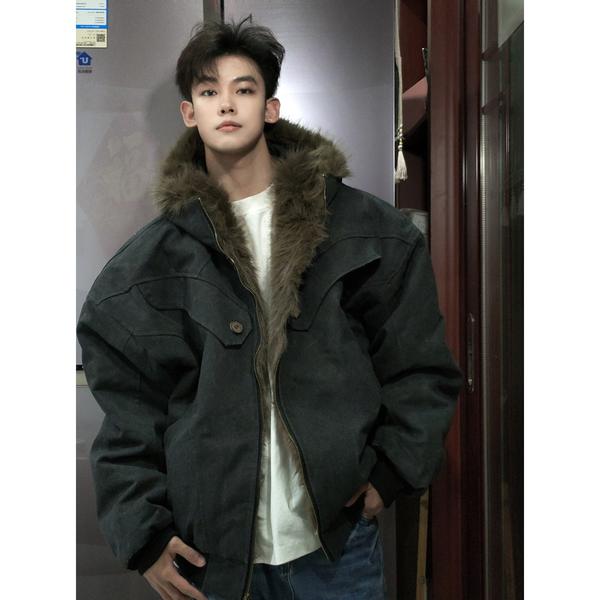 网图冬季连帽棉衣外套男加厚保暖宽松棉服痞帅棉袄m6058p125,男装棉衣,星座204-3