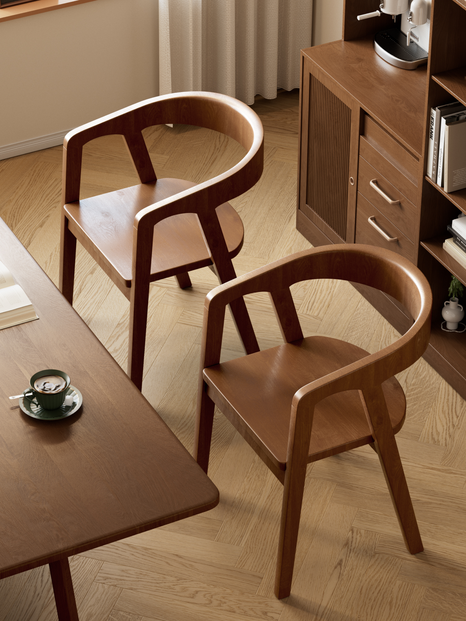 实木餐桌椅家用餐椅2025新款椅子扶靠背椅胡桃木简约洽谈茶椅凳子