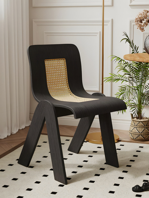 中世纪藤实木椅家用餐桌和椅子设计C椅覆古无障碍高端靠背椅休闲