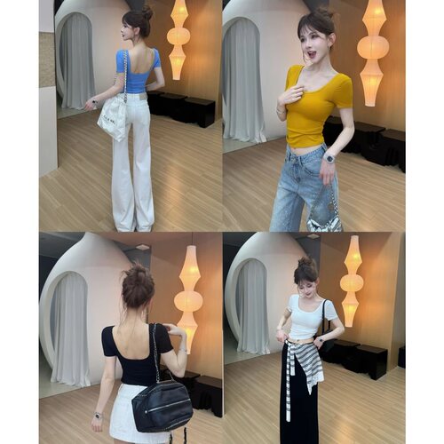 卡卡女装正品夏季新款365°环绕固定杯垫二合一U背短袖T恤上衣女