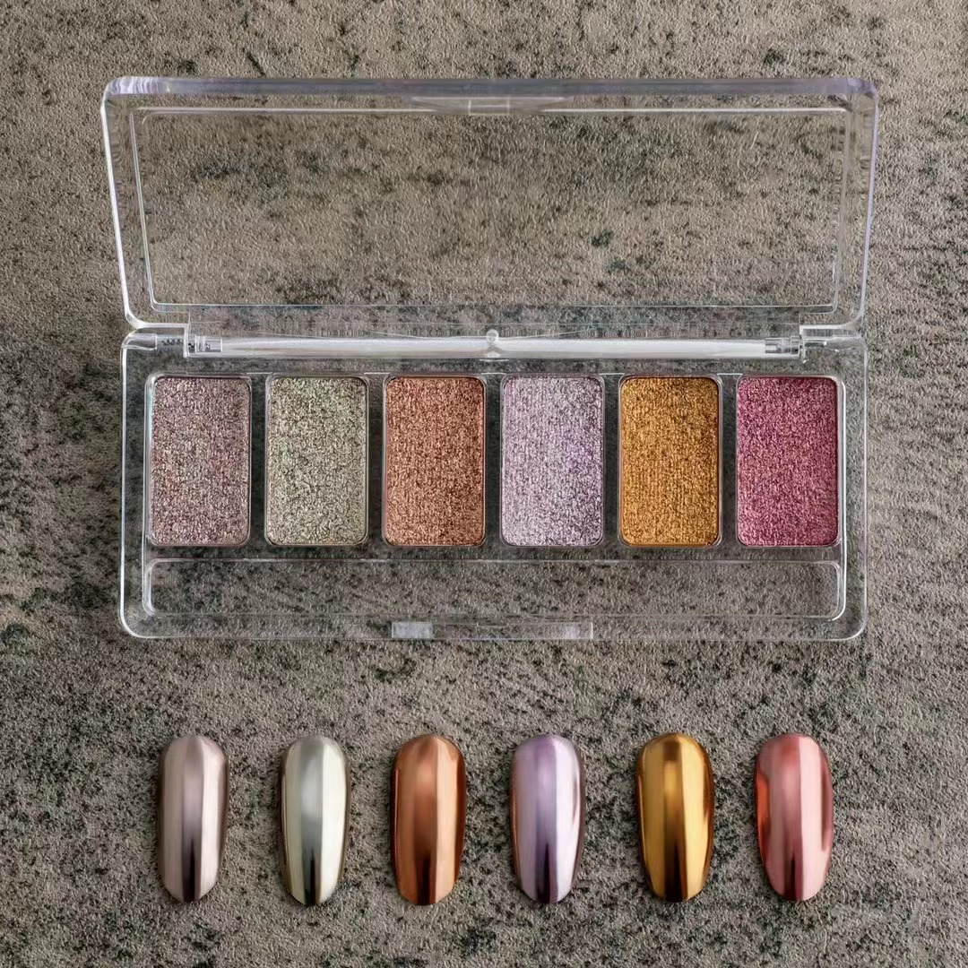 ARATA 美甲 6色固态眼影魔镜粉美甲饰品 美甲店专用魔镜粉 显色好