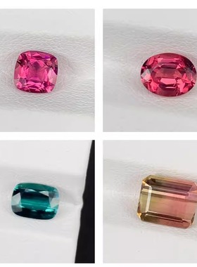 天然彩色碧玺裸石 卢比来樱花粉红宝石拉贡戒指吊坠18k金定制镶嵌