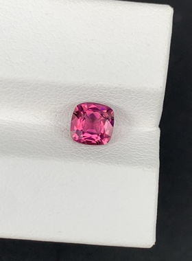 【一物一证】天然1ct卢比来桃红色碧玺宝石枕形裸石戒指吊坠精品