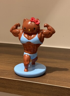中古日单HelloKitty肌肉凯蒂猫摆件公仔闺蜜礼物复古儿童发圈收纳